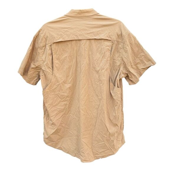 Duck Camp Shirt Mens L Tan Beige Button Down SS Fishing Trail Hiking Vented - Picture 2 of 4